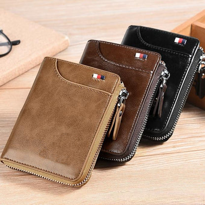 Men's Slim RFID Wallet - 11 Slots, Thin Leather Bifold, Minimalist Front Pocket Holder | Ideal Boyfriend Gift, Great Brother Gift, Perfect Dad Gift