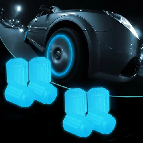 Glow-in-the-Dark Tire Valve Cap Set – Universal Waterproof Air Stem Covers for Cars & Bikes