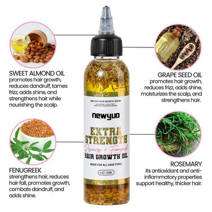 Extra Strength Rosemary & Fenugreek Hair Growth Oil 4oz – All Hair Types, 50% OFF