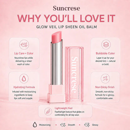 🔥Last Day Buy 1 Get 1 Free|Suncrese GLOW VEIL LIP SHEEN OIL BALM