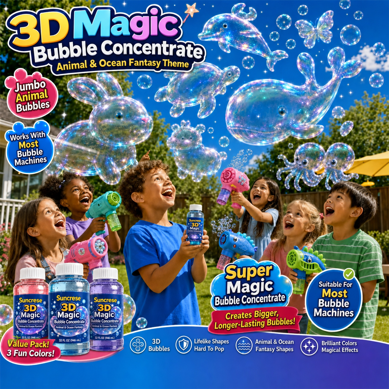 Topacme® Super 3D Magic Bubble Concentrate —— Animal & Ocean Fantasy Theme