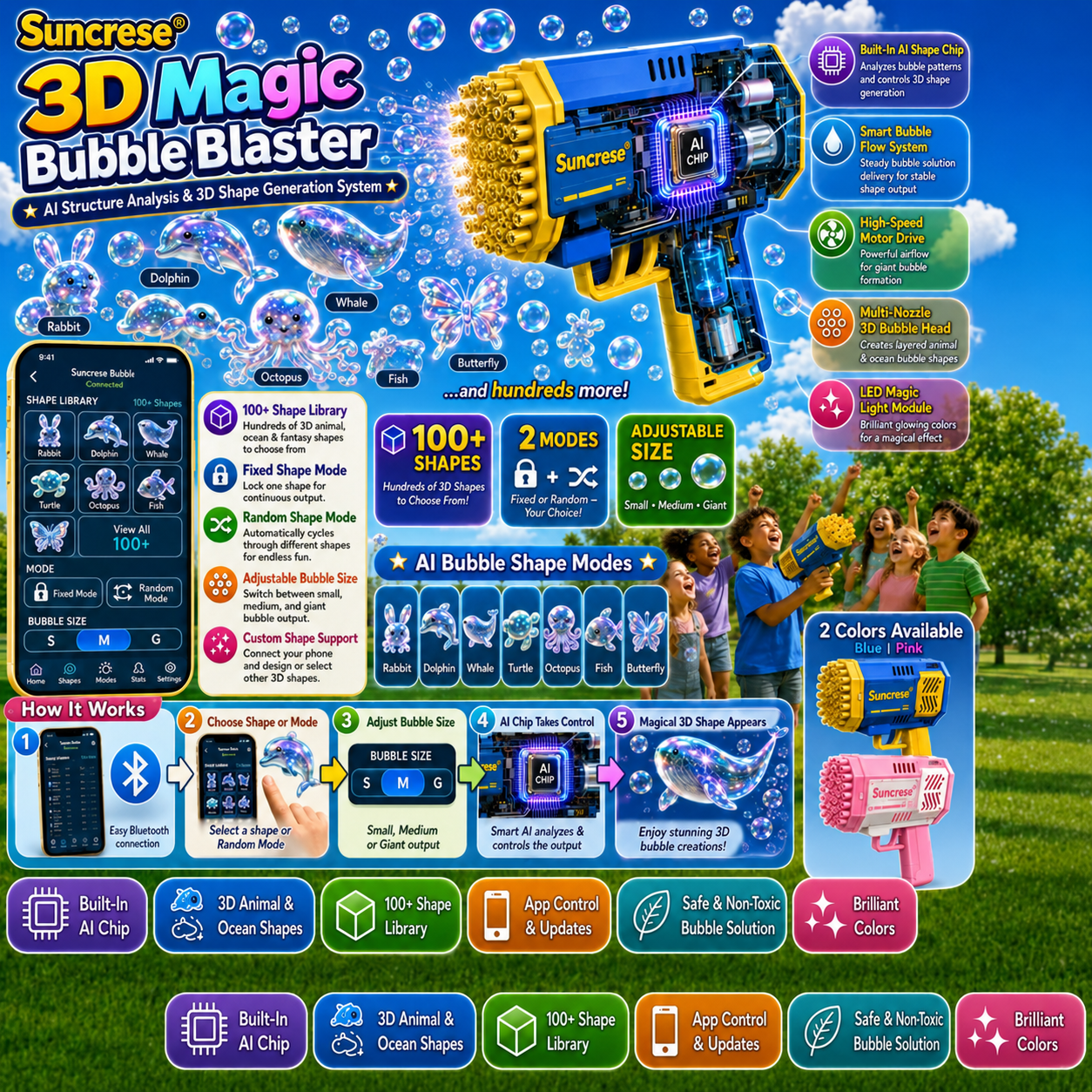 Topacme® Super 3D Magic Bubble Concentrate —— Animal & Ocean Fantasy Theme