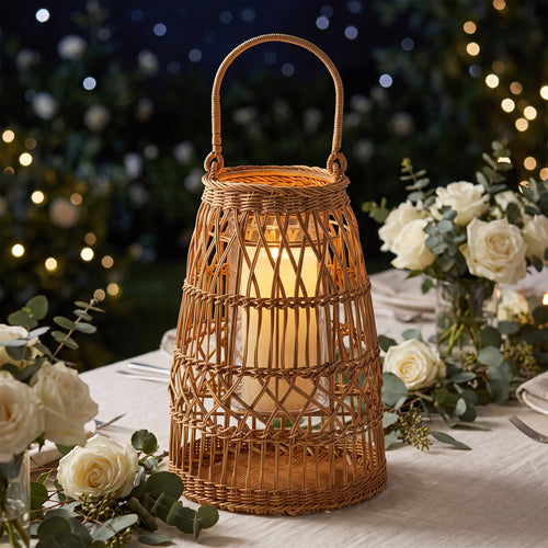 Boho Rattan Candle Lantern