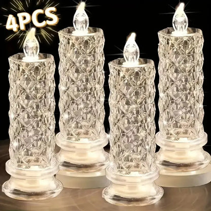AQA Crystal LED Candle Set – Warm Flickering Glow for Date Nights, Parties & Home Decor