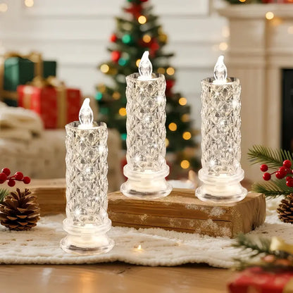AQA Crystal LED Candle Set – Warm Flickering Glow for Date Nights, Parties & Home Decor